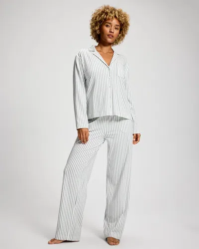 Soma Women's Cotton Pajama Pants In Blue Size Xs |  Pajama Sets In Svelte Stripe Indigo