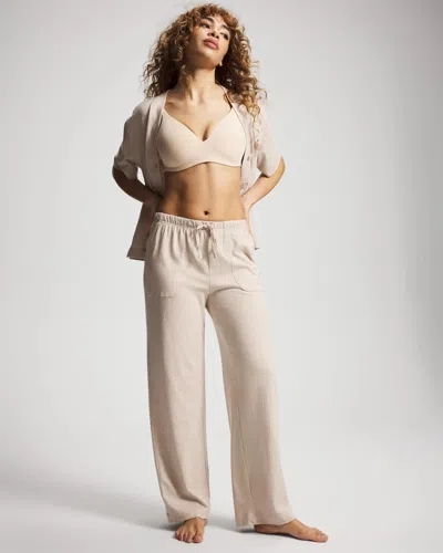Soma Women's Cotton Pajama Pants In Ivory Size Large |  Pajama Sets In Heather Shell