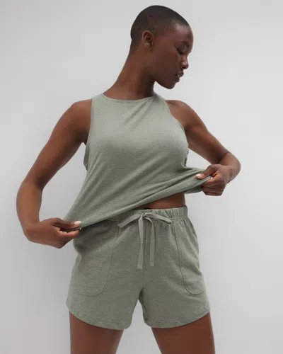 Soma Women's Cotton Pajama Shorts In Green Size Large |  Mother's Day Pajamas In Heather Highlands
