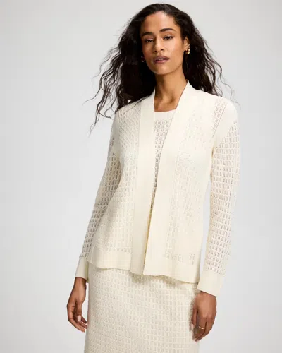 Soma Women's Cotton Pointelle Open Sweater Wrap In Ivory Size Xs |  In Shea