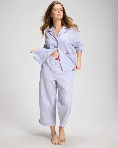 Soma Women's Cotton Poplin Pajama Pants In White Size Xs |  Pajama Sets In Striped Dreams Optic
