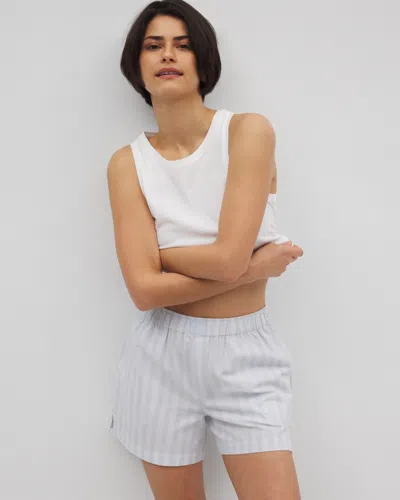 Soma Women's Cotton Poplin Pajama Shorts In Blue Size Xs |  Mother's Day Pajamas In Playa Stripe Ocean Air