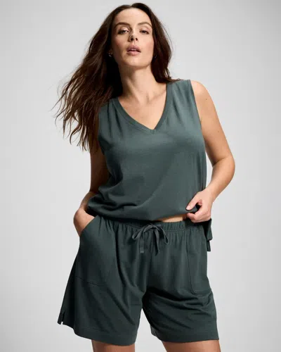 Soma Women's Cotton Relaxed Long Pajama Shorts In Green Size Xs |  Pajama Sets In Nightwatch Olive