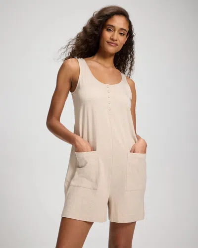 Soma Women's Cotton Relaxed Romper In Ivory Size Small |  In Heather Shell