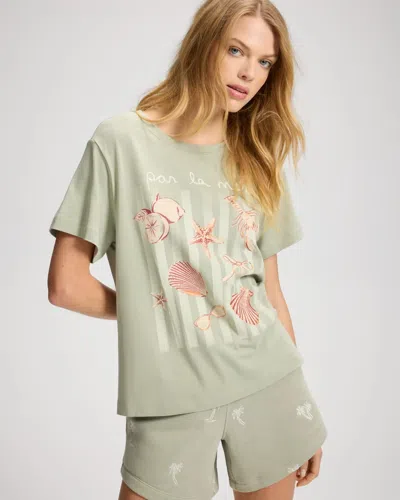 Soma Women's Cotton Relaxed Vacation Tee In Green Size Xs |  In Par La Mer Seagrass Green