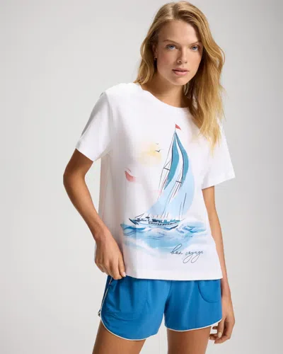 Soma Women's Cotton Relaxed Vacation Tee In White Size Xs |  In Set Sail Optic White