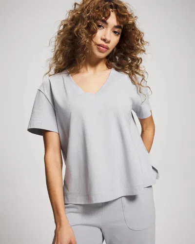 Soma Women's Cotton Relaxed V-neck Short Sleeve Pajama Tee In Gray Size Xs |  Pajama Sets In Misty Sky
