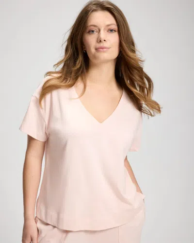 Soma Women's Cotton Relaxed V-neck Short Sleeve Pajama Tee In Pink Size Medium |  Pajama Sets In Pretty Pink