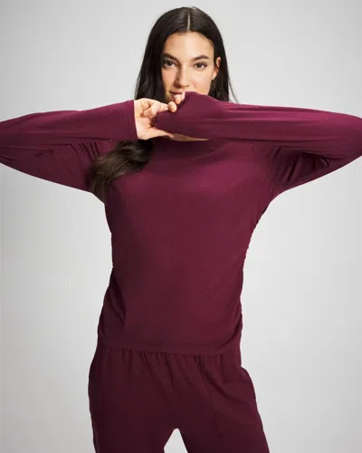 Soma Women's Cotton Ruched Long Sleeve Pajama Tee In Velvet Plum Size Xs |  Pajama Sets