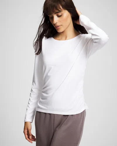 Soma Women's Cotton Ruched Long Sleeve Pajama Tee In White Size Xs |  Pajama Sets
