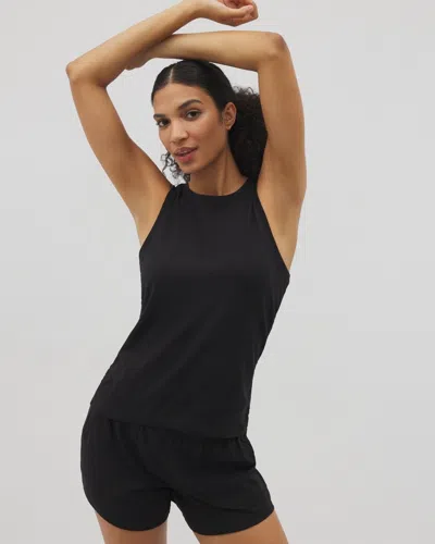 Soma Women's Cotton Ruched Pajama Tank Top In Black Size Large |  Mother's Day Pajamas