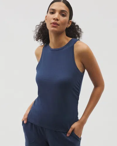 Soma Women's Cotton Ruched Pajama Tank Top In Blue Size Small |  Mother's Day Pajamas In Ink Blue