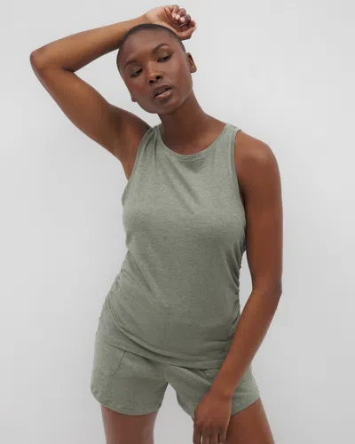 Soma Women's Cotton Ruched Pajama Tank Top In Green Size Small |  Mother's Day Pajamas In Heather Highlands
