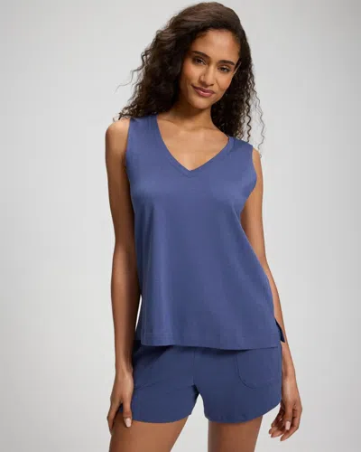 Soma Women's Cotton Scoop Neck Relaxed Fit Pajama Tank Top In Blue Size Xs |  Pajama Sets In Washed Indigo
