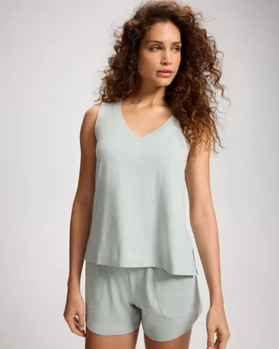 Soma Women's Cotton Scoop Neck Relaxed Fit Pajama Tank Top In Green Size Xs |  Pajama Sets In Heather Cool Mint