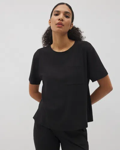 Soma Women's Cotton Short Sleeve Pocket Pajama Top In Black Size Xl |  Pajama Sets