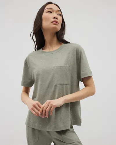 Soma Women's Cotton Short Sleeve Pocket Pajama Top In Green Size Xs |  Pajama Sets