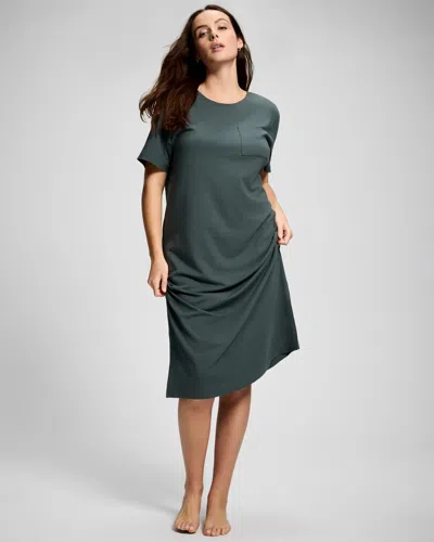 Soma Women's Cotton Short-sleeve Long Nightgown In Green Size Xs |  In Nightwatch Olive