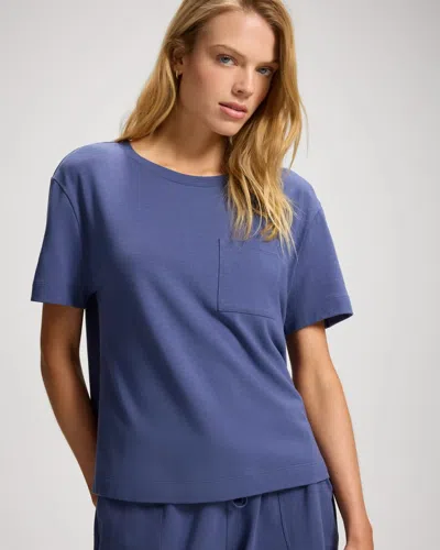 Soma Women's Cotton Short-sleeve Pocket Pajama Tee In Blue Size Medium |  Pajama Sets In Washed Indigo