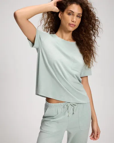 Soma Women's Cotton Short-sleeve Pocket Pajama Tee In Green Size Small |  Pajama Sets In Heather Cool Mint