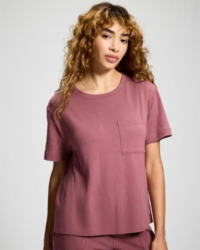 Soma Women's Cotton Short-sleeve Pocket Pajama Tee In Pink Size Xs |  Pajama Sets In Cocoa Rouge