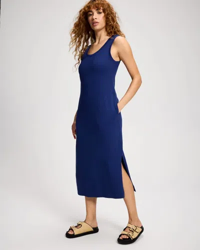 Soma Women's Cotton Sleeveless Midi Dress In Blue Size Xs |  In True Blue