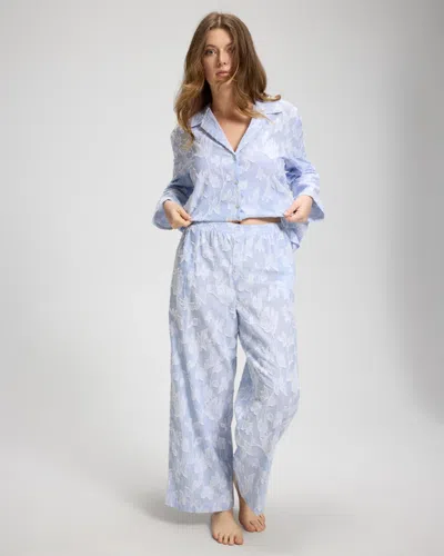 Soma Women's Cotton Striped Jacquard Pajama Pants In Blue Size Small |  Pajama Sets In Blue White Clipped Jacq
