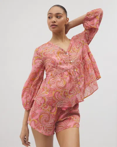 Soma Women's Cotton Voile Long Sleeve Pajama Top In Pink Size Xl |  Mother's Day Pajamas