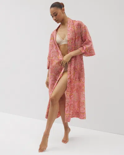Soma Women's Cotton Voile Midi Robe In Pink Size Large/xl |