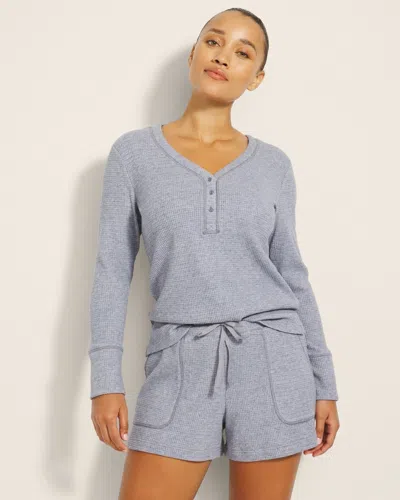 Soma Women's Waffle Knit Pajama Shorts In Blue Size Small |  Pajama Sets In Lunar Tide