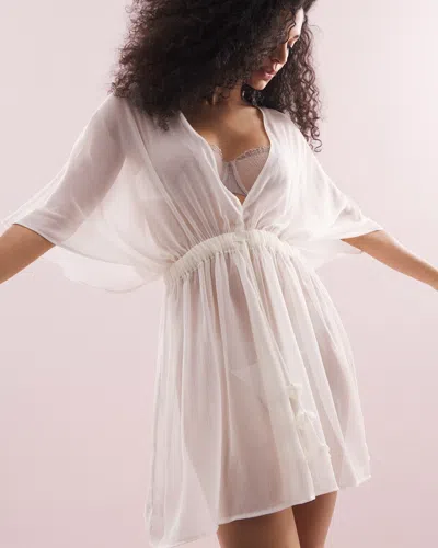 Soma Women's Crinkle Chiffon Tie Robe In Ivory Size Large/xl | 's Sexiest Lingerie