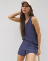 Soma Women's Crinkle Knit Tank Top In Blue Size Xl |