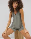 Soma Women's Crinkle Knit Tank Top In Green Size Xl |