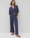 Soma Women's Crinkle Knit Wide Leg Pants In Blue Size 2xl |