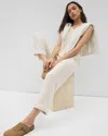 Soma Women's Crinkle Knit Wide Leg Pants In Ivory Size Small |
