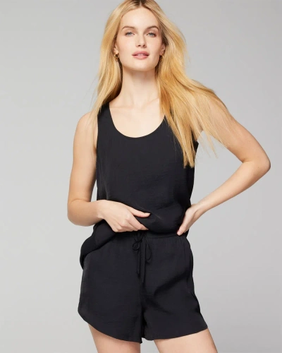 Soma Women's Crinkle Satin Flirty Pajama Shorts In Black Size Large |