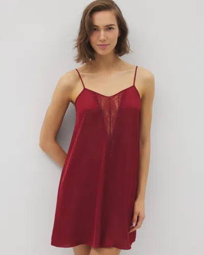 Soma Women's Crinkle Satin Lace Chemise In Red Size 2xl |