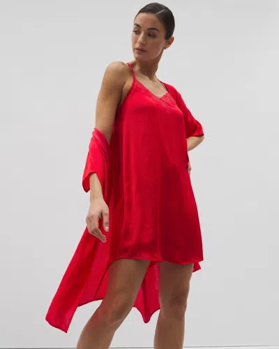 Soma Women's Crinkle Satin Lace Trim Chemise In Red Size Xl |  In Dare Me Red