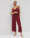 Soma Women's Crinkle Satin Lace Trim Crop Pajama Pants In Red Size Small |  Mother's Day Pajamas