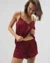 Soma Women's Crinkle Satin Lace Trim Pajama Short In Red Size Small |  Mother's Day Pajamas