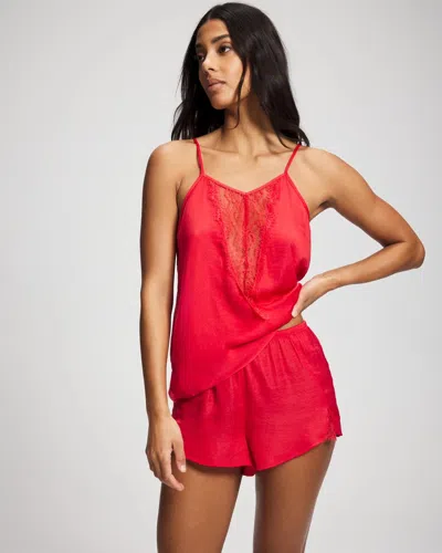 Soma Women's Crinkle Satin Lace Trim Pajama Short In Red Size Xs |  Pajama Sets In Hearts Desire