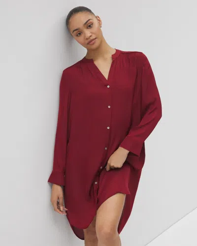 Soma Women's Crinkle Satin Long Sleeve Nightgown In Red Size Large |
