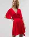 Soma Women's Crinkle Satin Short Robe In Red Size Xs |  In Dare Me Red