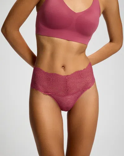 Soma Women's Crochet Lace High-waist Thong Panty In Pink Size Xs |  In Rose Flair