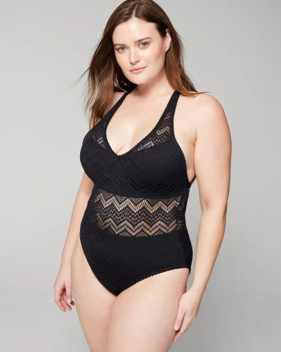 Soma Women's Crochet One-piece Swimsuit In Black Size 10 |