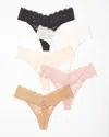 Soma 5-pack Women's Embraceable Thong Panty With Lace In Tan Size Xl |  In Basic Multi Pack