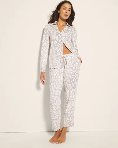 Soma Women's Cotton Modal Ankle Pajama Pants In Leopard Print Size Medium |  Pajama Sets In Jaguar Spot G Slvr Taupe