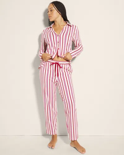 Soma Women's Cotton Modal Ankle Pajama Pants In Ivory Size 2xl |  Pajama Sets In Smart Stripe Champagne