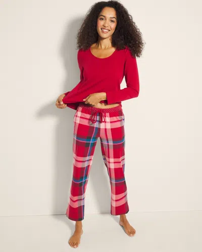 Soma Women's Cotton Modal Ankle Pajama Pants In Red Size Small |  Pajama Sets In Snuggle Up Plaid Red