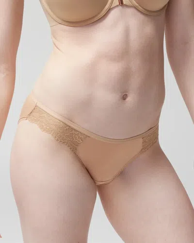 Soma Women's Embraceable Bikini Panty With Lace In Beige Nude Size Large |